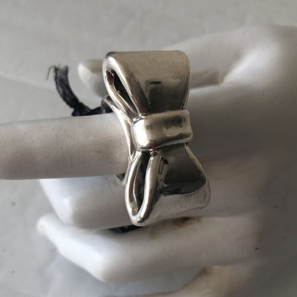E&L Israel Sterling Silver Electroform Bow Ring Sz.6-6.5 - Picture 9 of 16